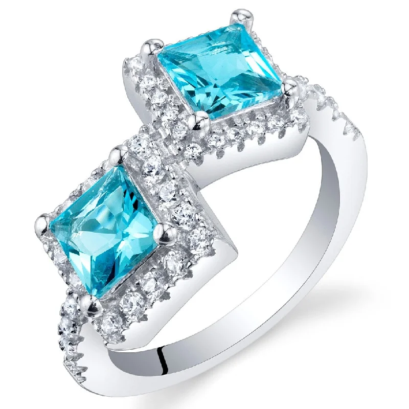 personalized wedding rings -Sterling Silver 1.25 ct Swiss Blue Topaz Birthstone Ring