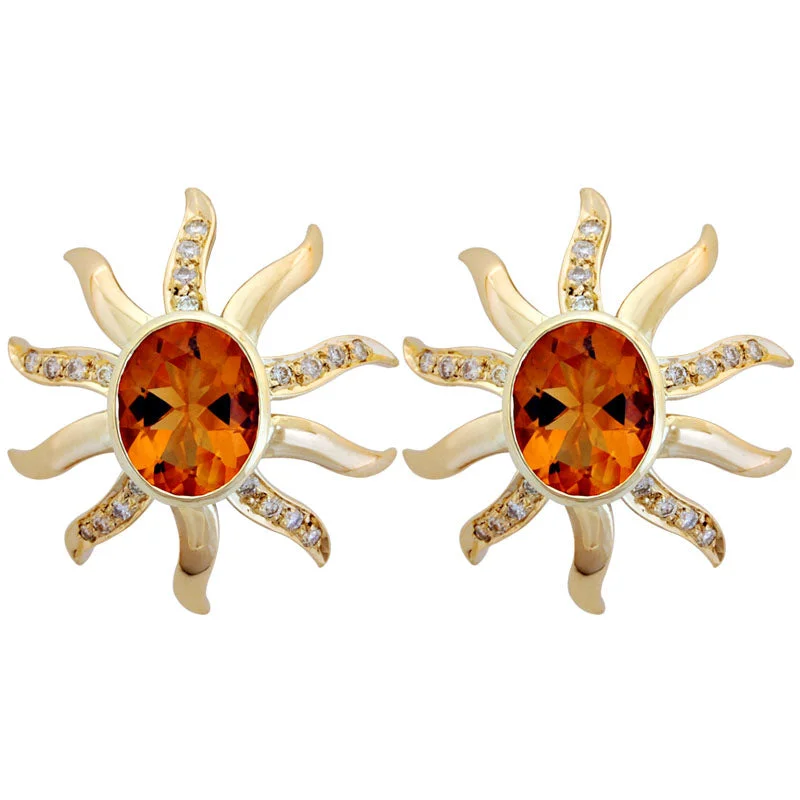 elegant earrings for women -Earrings- Citrine And Diamond