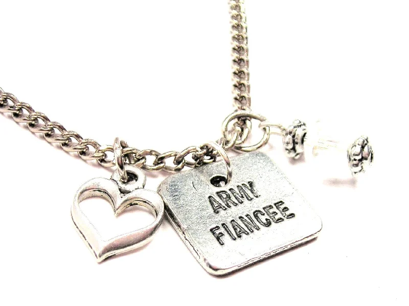 luxurious necklaces for women -Army Fiancée Necklace with Small Heart