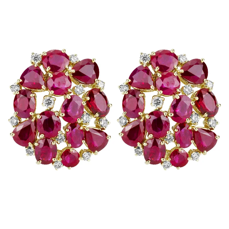 vintage stud earrings -Earrings - Ruby And Diamond