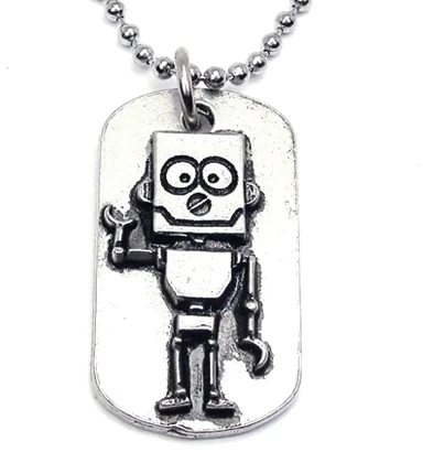 gold heart-shaped necklaces -Robot Catalog Dog Tag Necklace