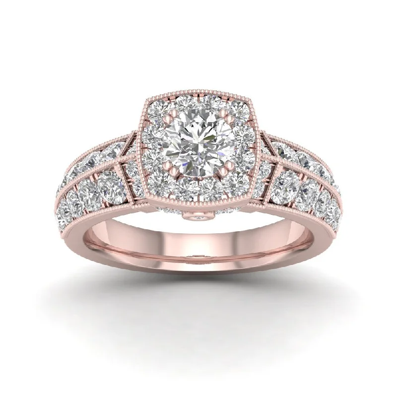 vintage engagement rings -De Couer 2ct TDW Diamond Halo Ring (H-I, I2) - Pink