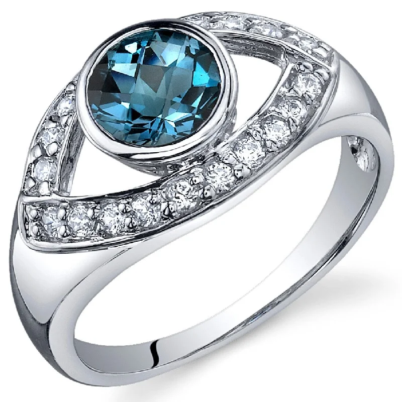 mixed metal rings for women -Sterling Silver 1 ct London Blue Topaz Birthstone Ring