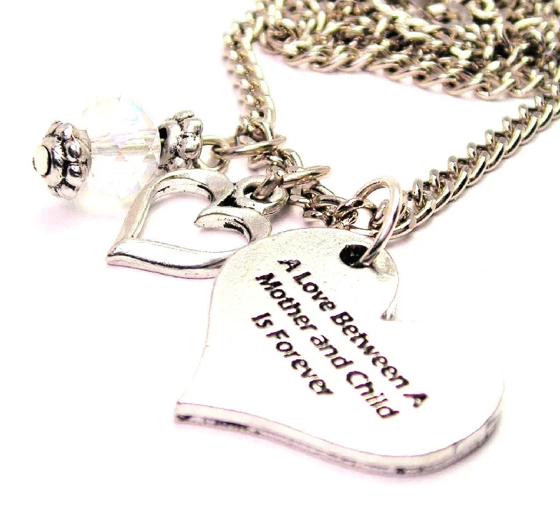 personalized heart necklaces -A Love Between A Mother And Child Is Forever Necklace with Small Heart