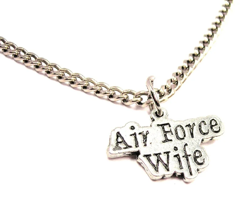 minimalist necklaces for women -Air Force Wife Single Charm Necklace