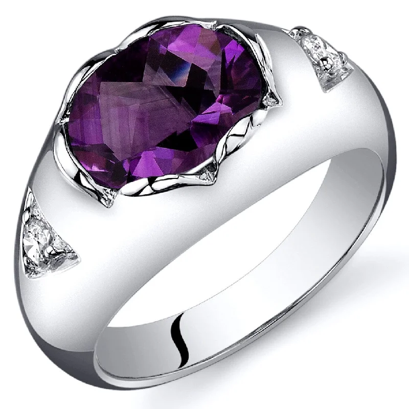 vintage solitaire diamond rings -Sterling Silver 1.5 ct Amethyst Promise Ring