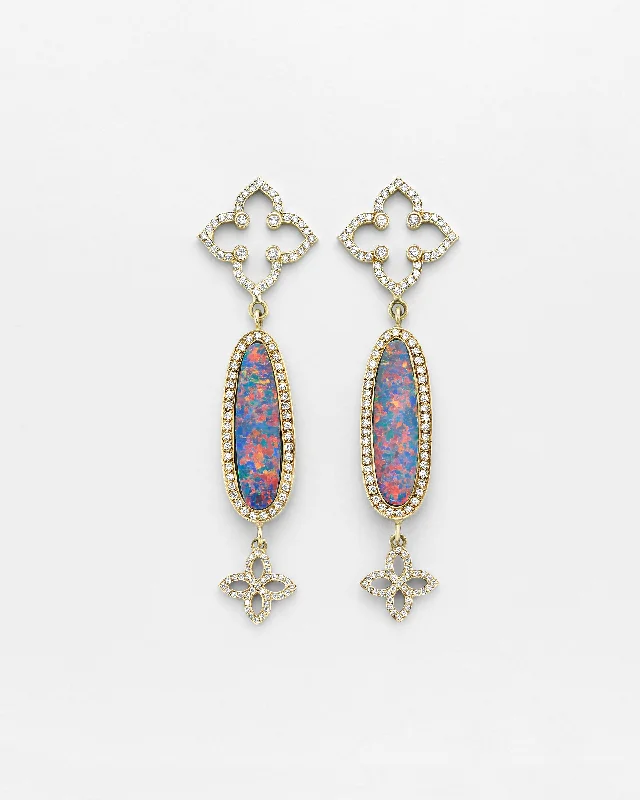 custom engraved earrings -La Crème Opal Oval Earrings