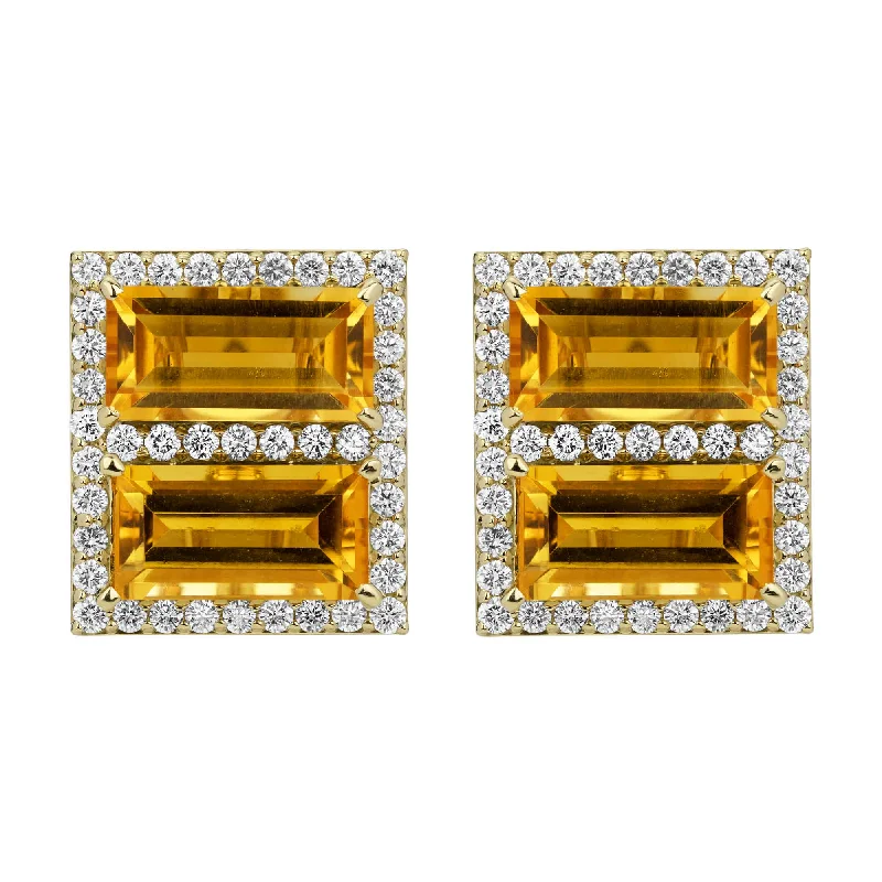 cluster earrings for women -Earrings - Citrine And Diamond