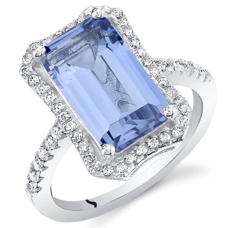 wedding rings with gemstones -Sterling Silver 4.5 ct Simulated Tanzanite Birthstone Ring