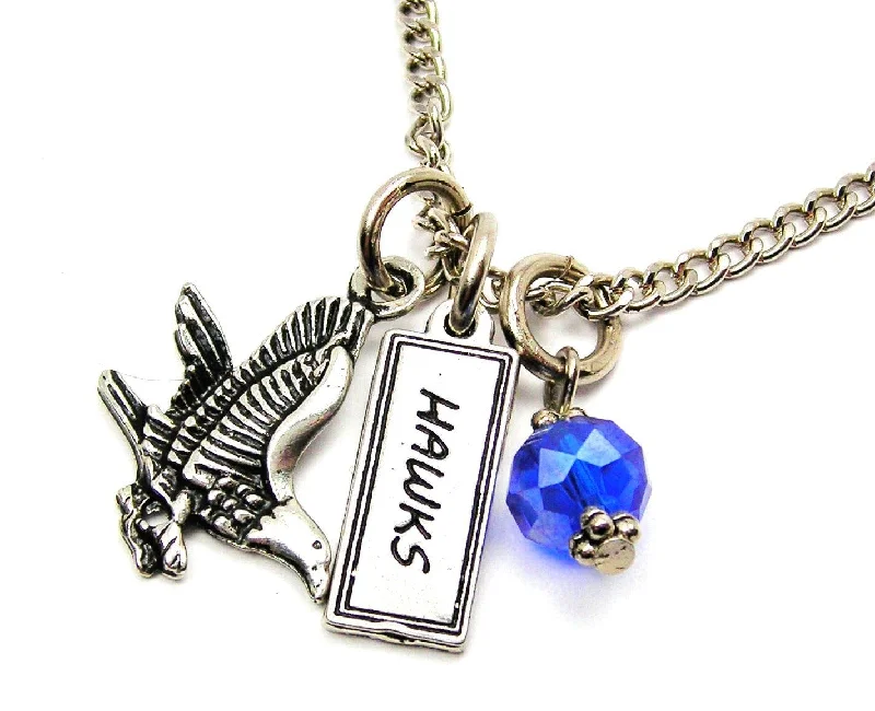 trendy necklaces for women -Hawk With Hawks Tab Necklace With Crystal Accent