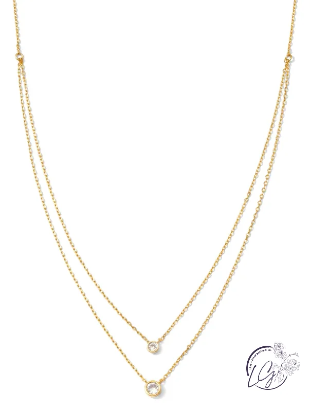 simple necklaces for women -Double Layer Appeal Framed CZ Necklace