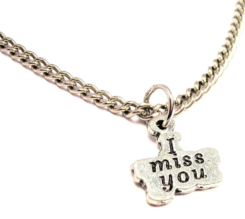 gemstone drop necklaces -I Miss You Single Charm Necklace