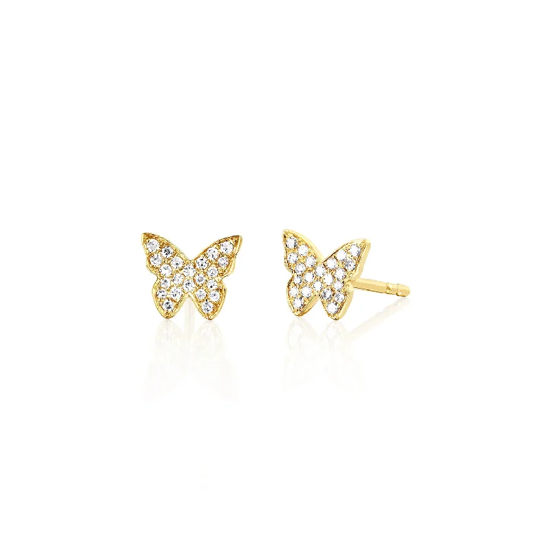 romantic earrings for women -Diamond Butterfly Stud Earring