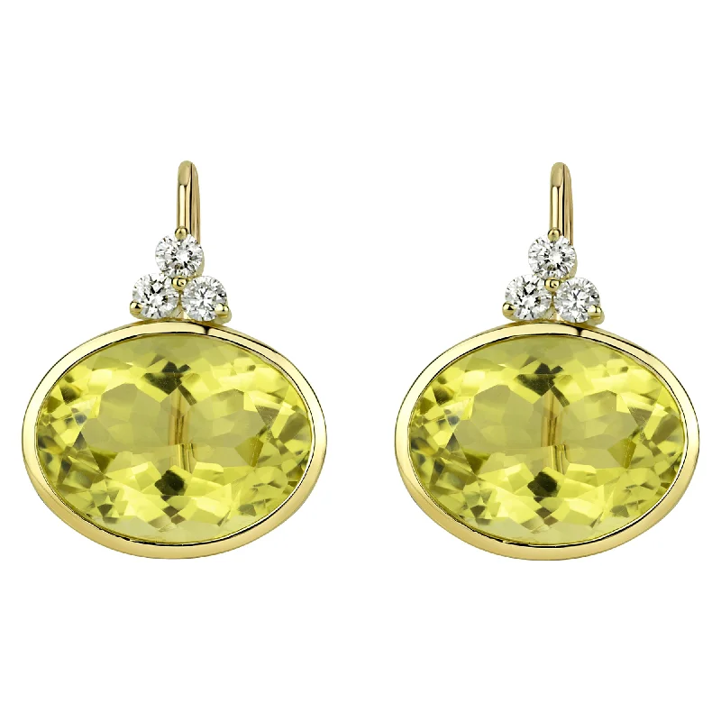 cubic zirconia earrings for women -Earrings - Lemon Quartz And Diamond