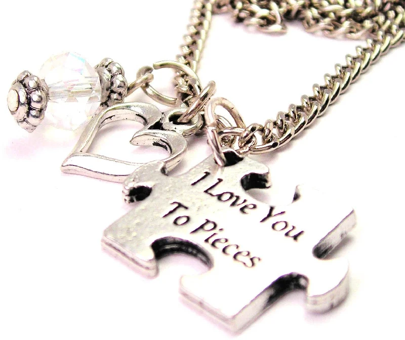 vintage gold necklaces for women -I Love You To Pieces Autism Puzzle Piece Necklace with Small Heart