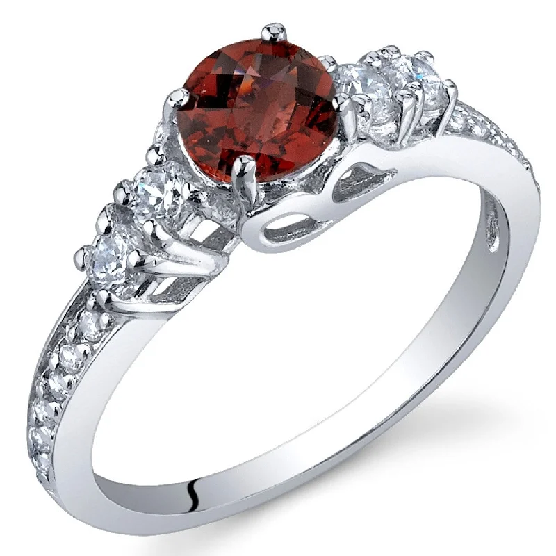 heart diamond rings for women -Sterling Silver 0.5 ct Garnet Birthstone Ring