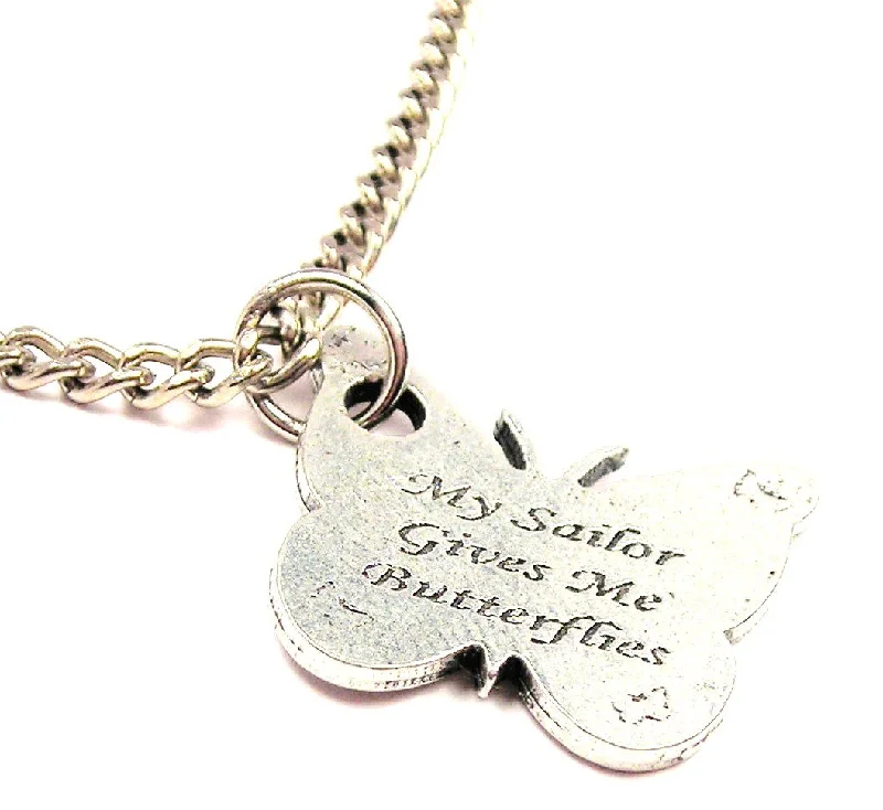 heart-shaped necklaces for women -My Sailor Gives Me Butterflies Single Charm Necklace