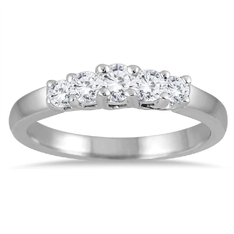 anniversary rings for women -Marquee Jewels 10k White Gold 1/2ct TW Diamond 5-stone Ring