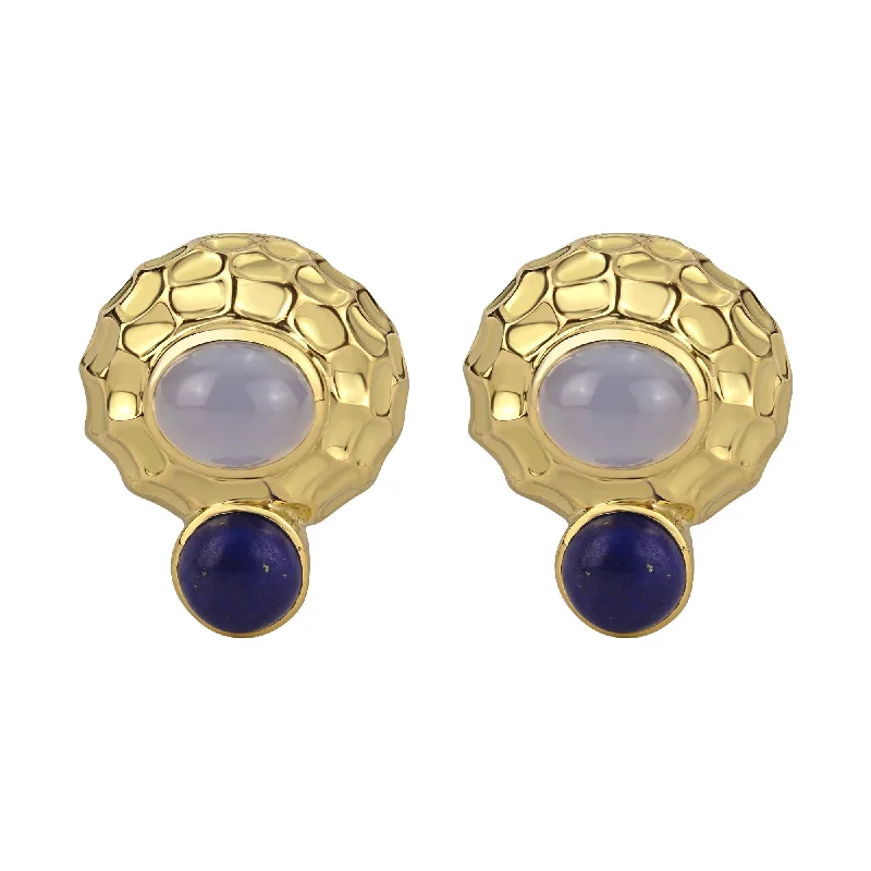 evening earrings for women -Earrings- Chalcedony And Lapis Lazuli