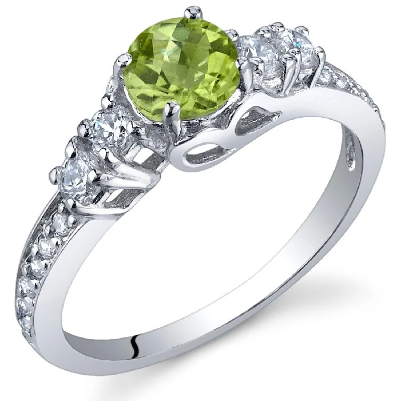 luxury fashion rings for women -Sterling Silver 0.5 ct Peridot Birthstone Ring