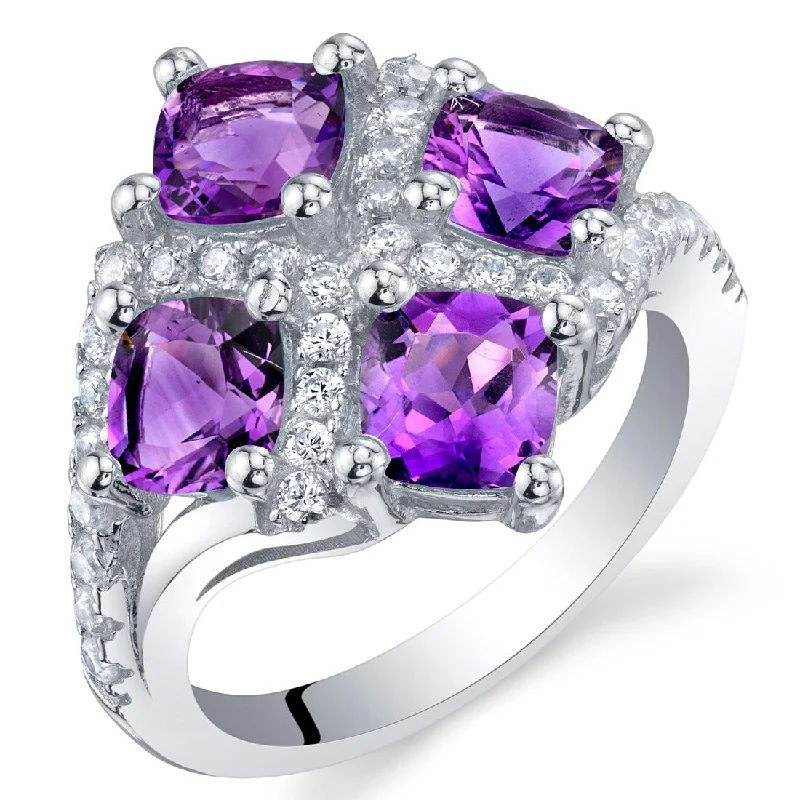 luxury diamond wedding rings -Sterling Silver 2 ct Amethyst Birthstone Ring