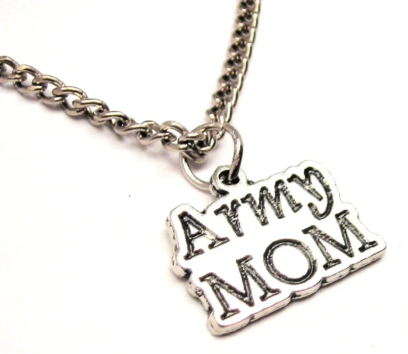 delicate necklaces for women -Army Mom Single Charm Necklace