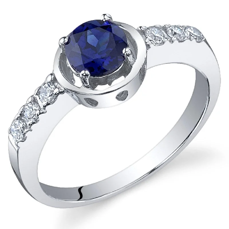 unique diamond rings for women -Sterling Silver 0.75 ct Created Sapphire Birthstone Ring