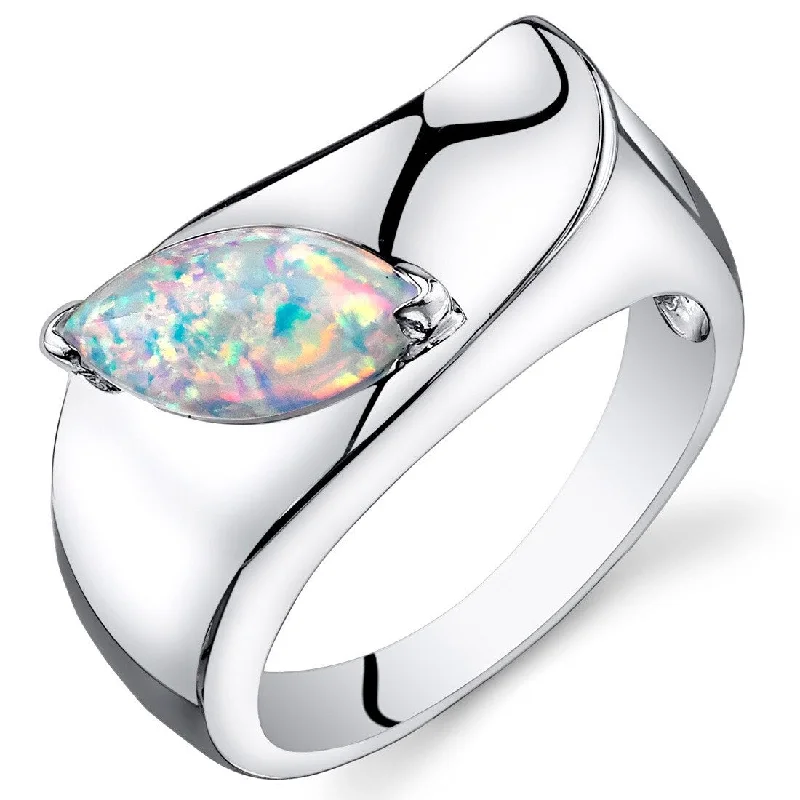 luxury diamond wedding rings -Sterling Silver 1 ct White Opal Ring