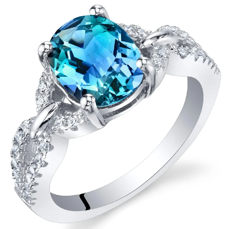 unique diamond rings for women -Sterling Silver 2 ct Color-changing Alexandrite Ring