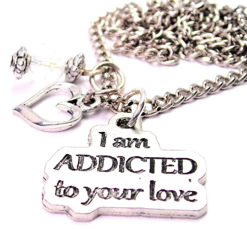 heart-shaped necklaces for women -I Am Addicted To Your Love Necklace with Small Heart