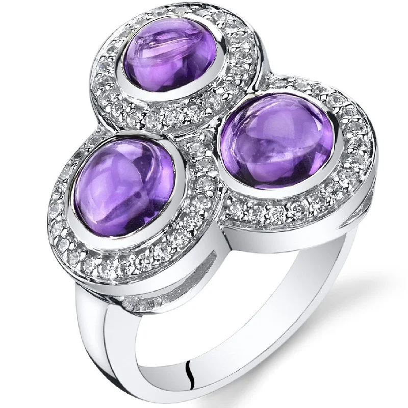 luxury rings for women -Sterling Silver 2.5 ct Amethyst Birthstone Ring