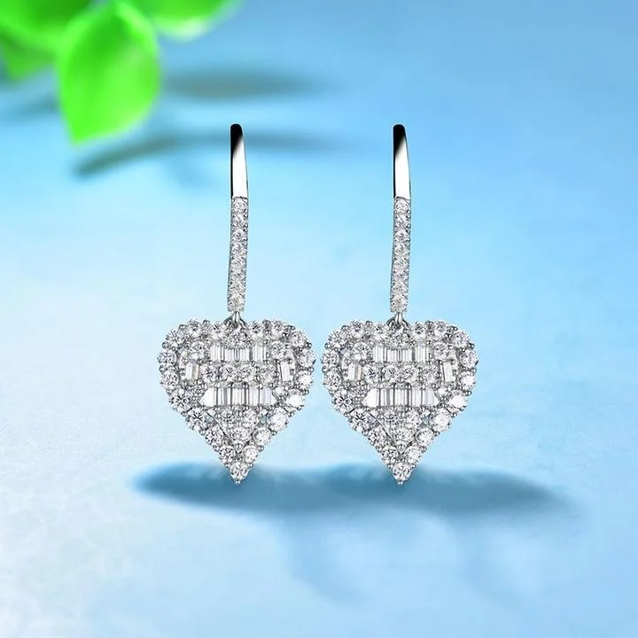 fancy earrings for women -Heart Halo Drop Earrings