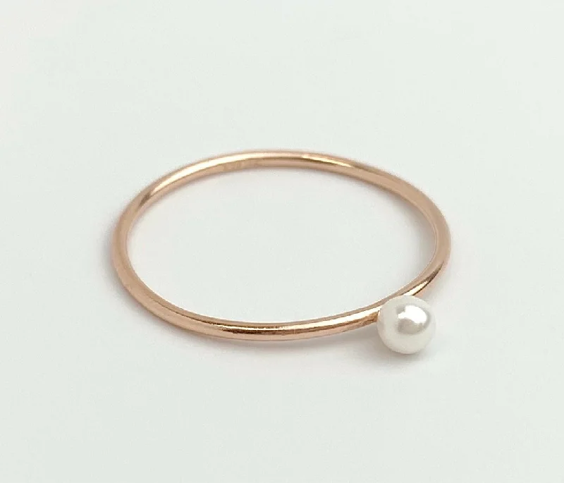 unique rings for women -Rose Gold Crystal Pearl Ring