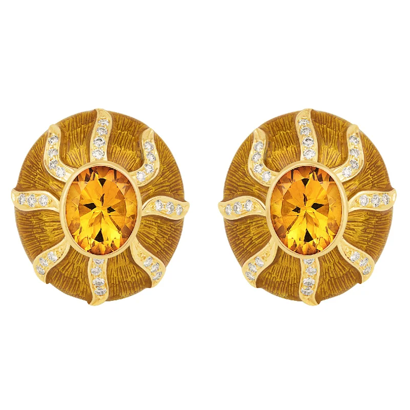 big hoop earrings for women -Earrings- Citrine And Diamond (Enamel)