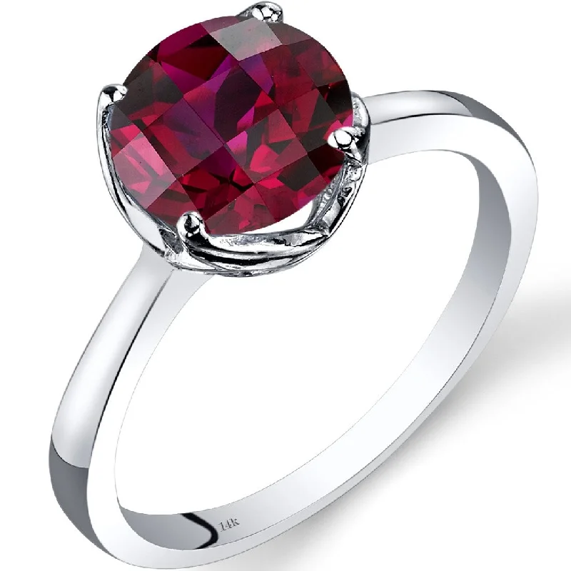 rose gold engagement rings -14k White Gold 2.5ct Created Ruby Solitaire Ring