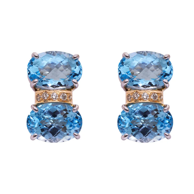 antique earrings for women -Earrings- Blue Topaz and Diamond