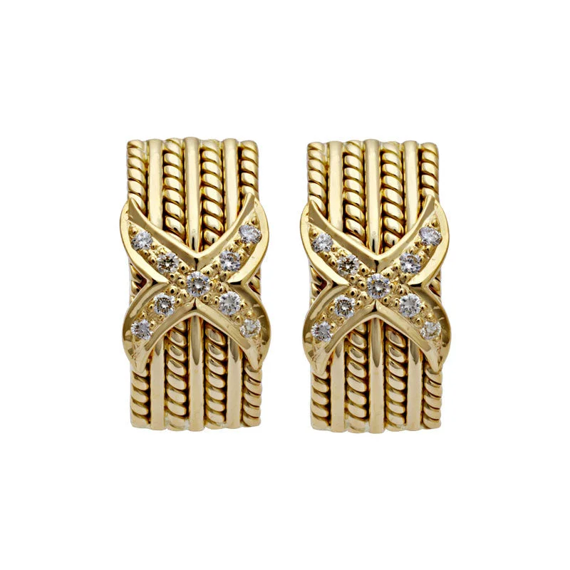 chic gold earrings for women -Earrings-Diamond