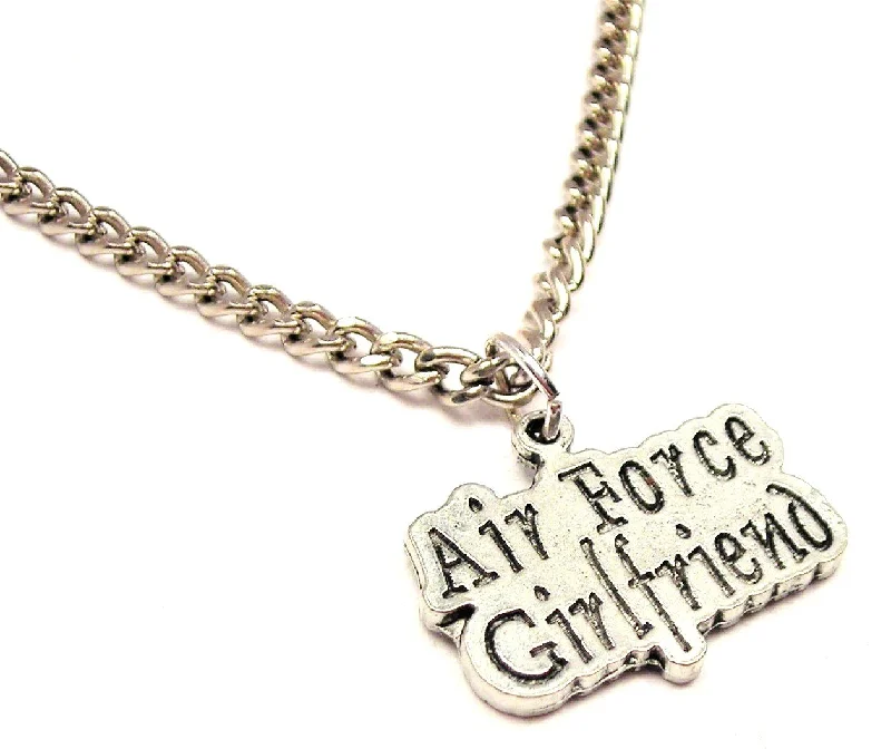 vintage pendant necklaces -Air Force Girlfriend Single Charm Necklace