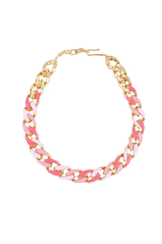 men's style necklaces for women -STATEMENT WAVE CHAIN NECKLACE WITH ENAMEL