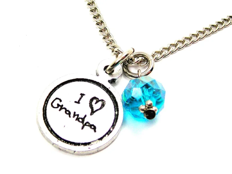 women's gold necklaces -I Love Grandpa Child Handwriting Necklace With Crystal Accent