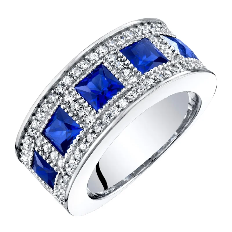 luxury rings for women -Sterling Silver 2 ct Created Sapphire Birthstone Ring