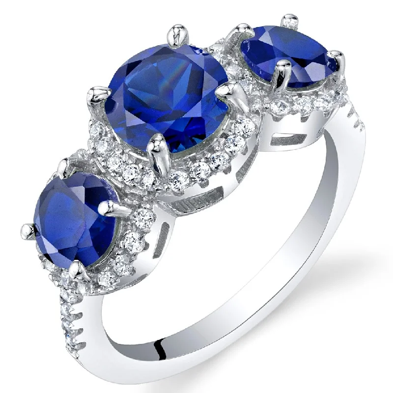 elegant diamond rings for women -Sterling Silver 2.75 ct Created Sapphire Halo Ring