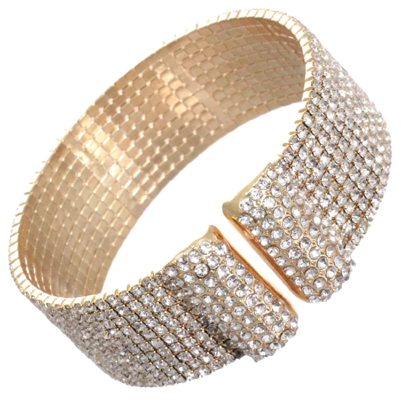 engraved bracelets for women -10 Row Crystal Cuff