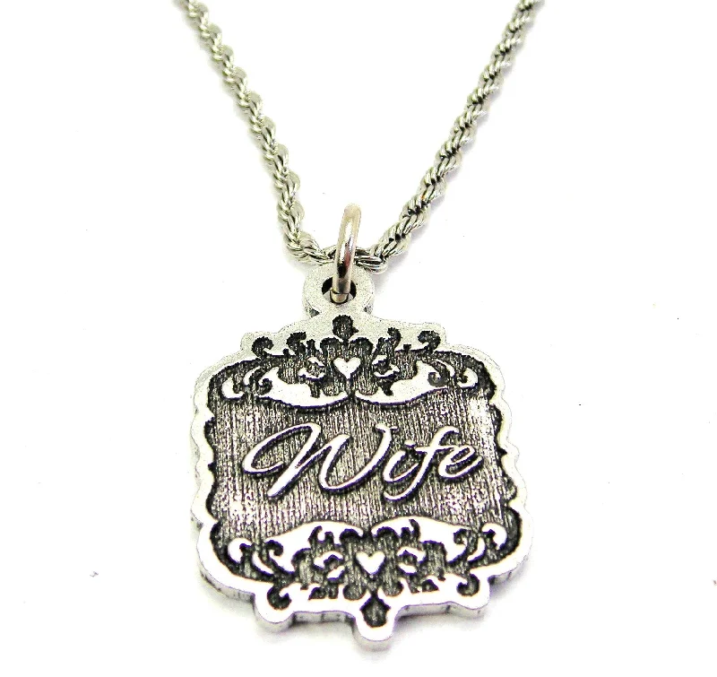 luxury wedding necklaces for women -Wife Victorian Scroll Single Charm Necklace