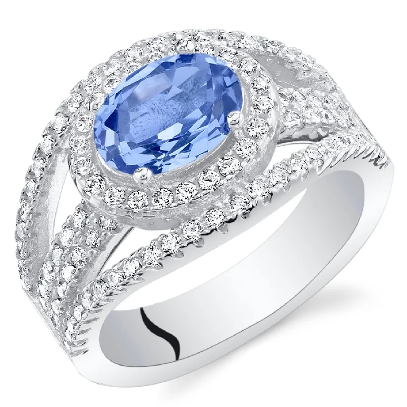 gold plated rings for women -Sterling Silver 2.5 ct Simulated Tanzanite Birthstone Ring