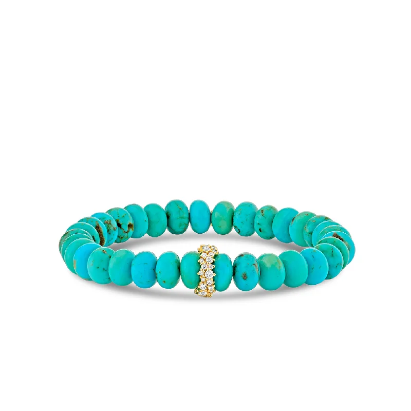 trendy bracelet designs -Gold & Diamond Cocktail Rondelle on Turquoise