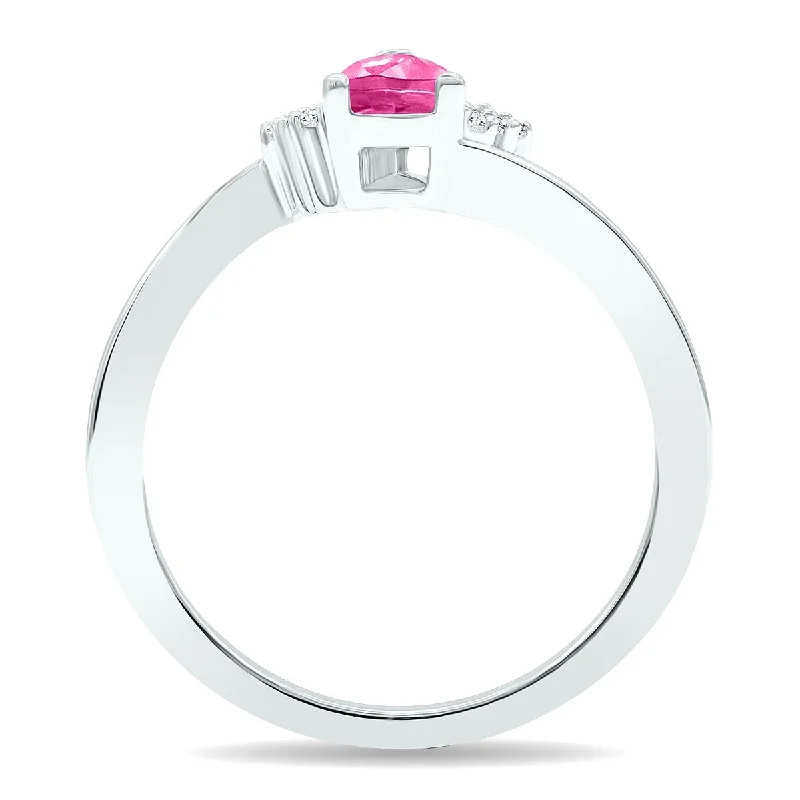 custom rings for women -Women's Pink Topaz and Diamond Tierra Ring in 10K White Gold