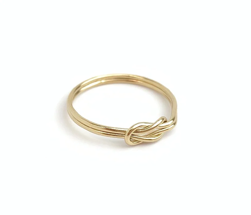 gold wedding bands for women -Double Long Love Knot Ring