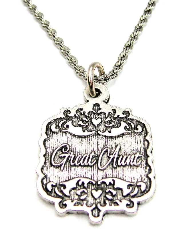 trendy long necklaces for women -Great Aunt Victorian Scroll Single Charm Necklace