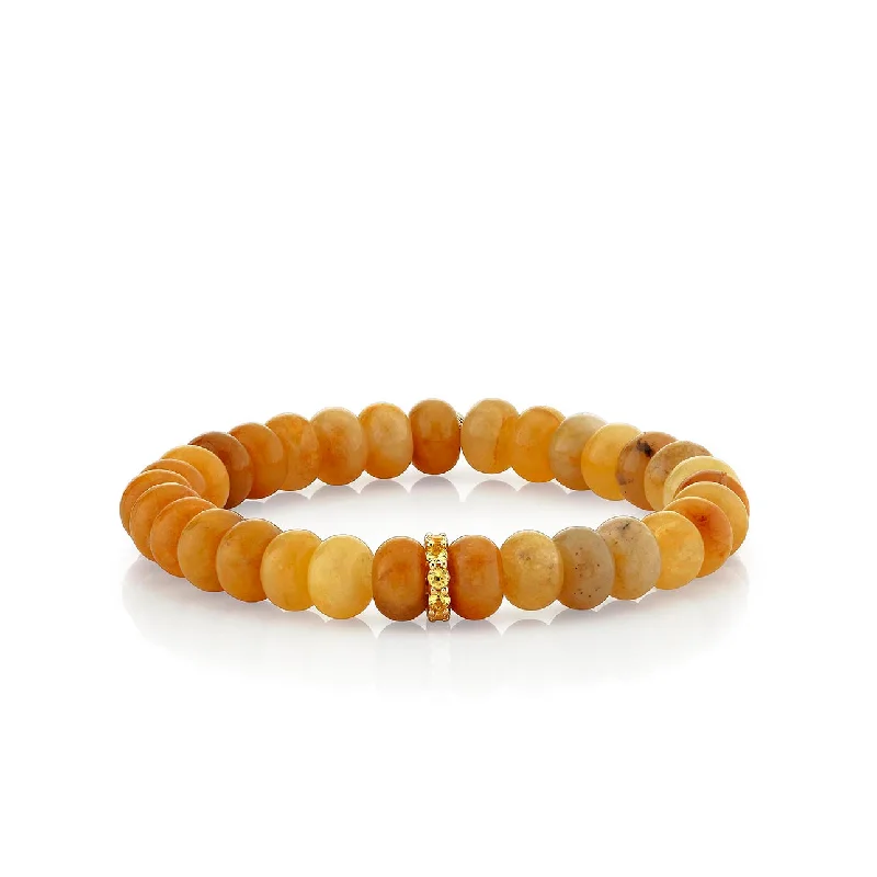 bohemian style bracelets for women -Gold & Sapphire Rondelle on Honey Jade